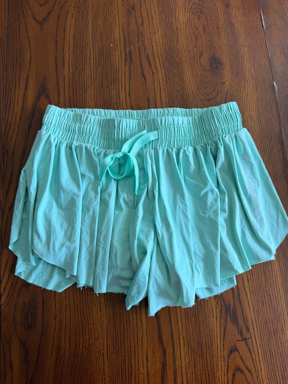 surf style Aqua Drawstring Layered Athletic Shorts